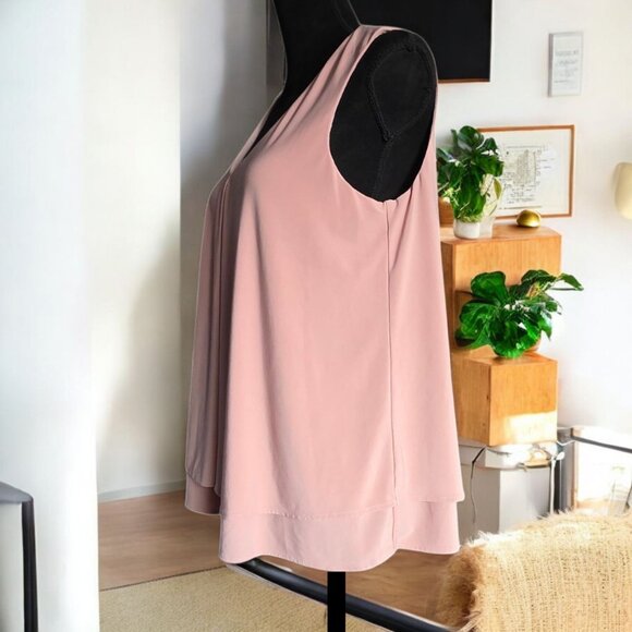 JOSEPH RIBKOFF ( 10 ) Peach Sleeveless Layered pleated soft V-neckline Ruffled - Picture 4 of 6